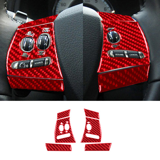 6x Red Steering Wheel Buttons Panel Trim Cover Carbon Fiber for Jaguar XF 09-011