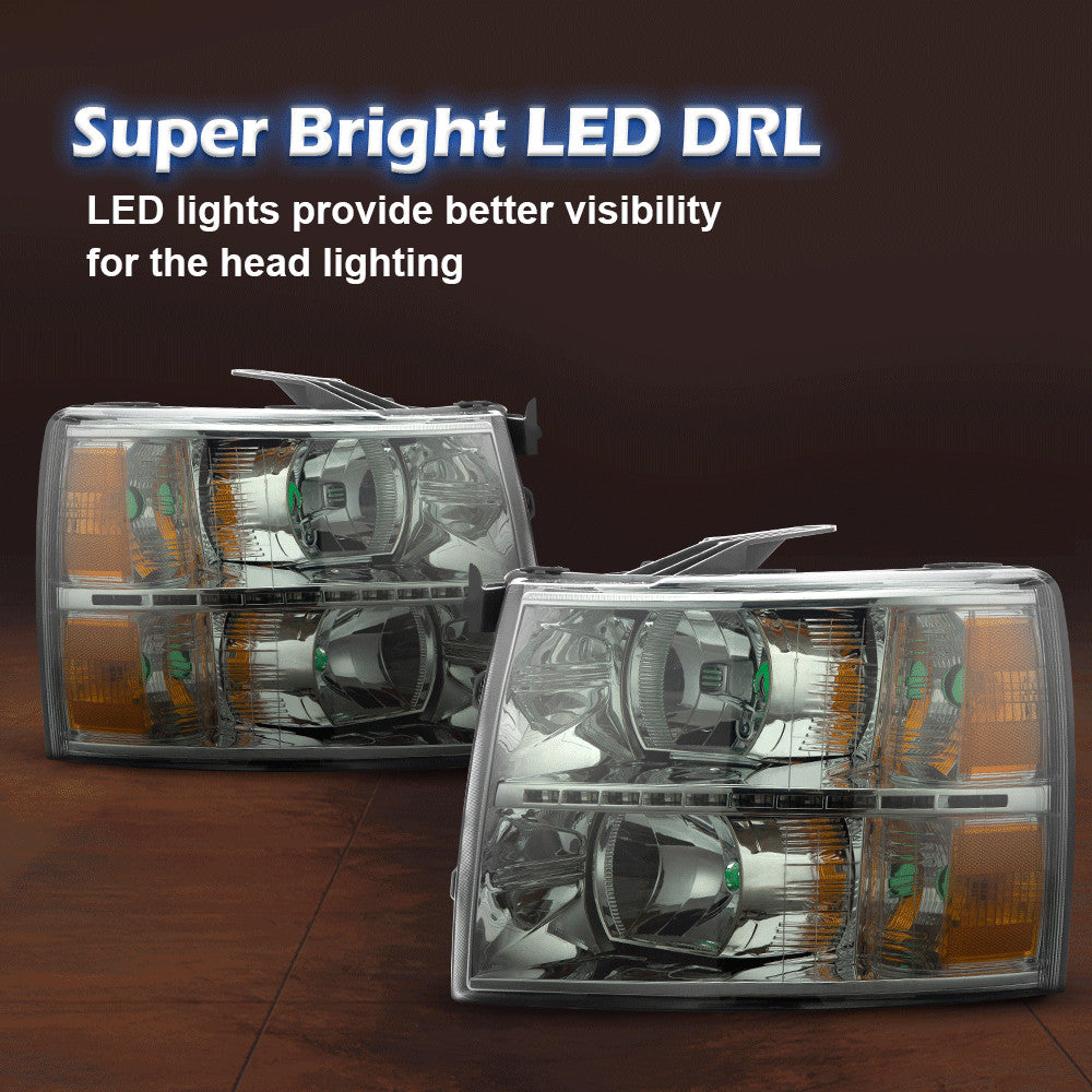 Suitable for 07-14 Silverado 1500 2500 3500 LED DRL striped amber corner lights