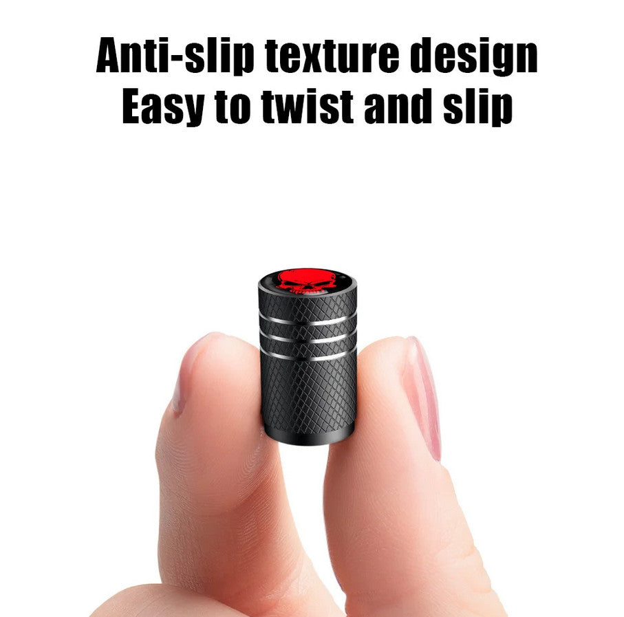 4-piece car tire valve cover rod air dust cover premium metal blue and white for Volvo