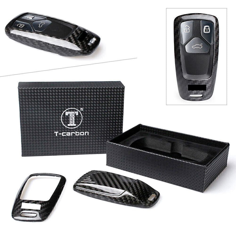 Black Carbon Fiber Auto Remote Key Fob Shell Case for 2016-up for Audi A4 A5 TT Q7