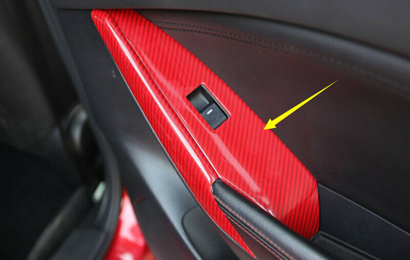 for Mazda 6 Atenza 2014-16 Red Carbon Fiber Window Lift Panel Switch Cover Trim