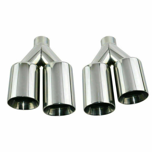 2PCS 2.5inch inlet Universal Polished Car Dual Exhaust Tips for 2.5 4 Tips