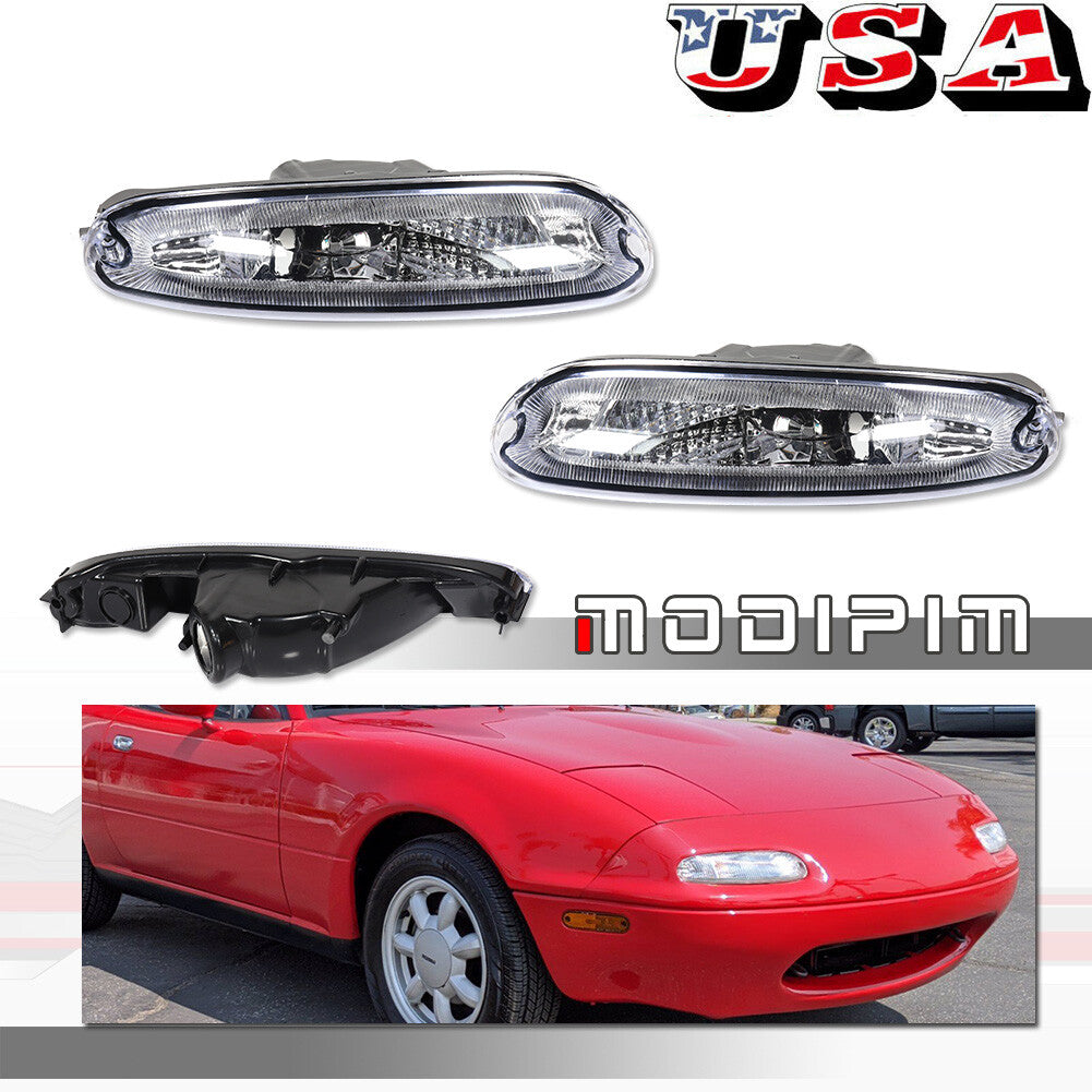 Suitable for 90-97 for Mazda MX-5 Miata, transparent/chrome front bumper turn signal light 2-piece set