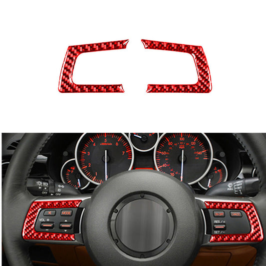Red Carbon Fiber Steering Wheel Button Cover Trim for Mazda MX-5 Miata 2009-2015