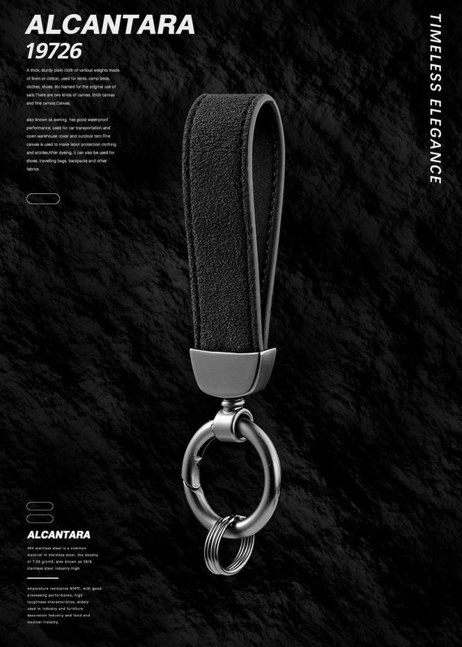 Black and red suede car keychain/key ring/horseshoe buckle accessory for Audi for A6 .
