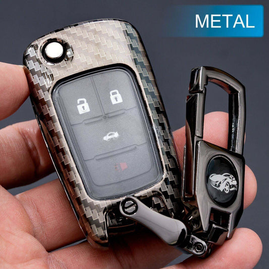 Carbon Fiber Metal Key Fob Cover Ring for Chevy for Cruze Impala Equinox Trax for Buick