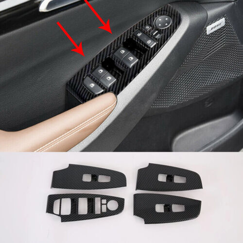 for Kia Seltos 2020-2023 Carbon ABS Inner Window Lift Panel Switch Cover Trim 4X