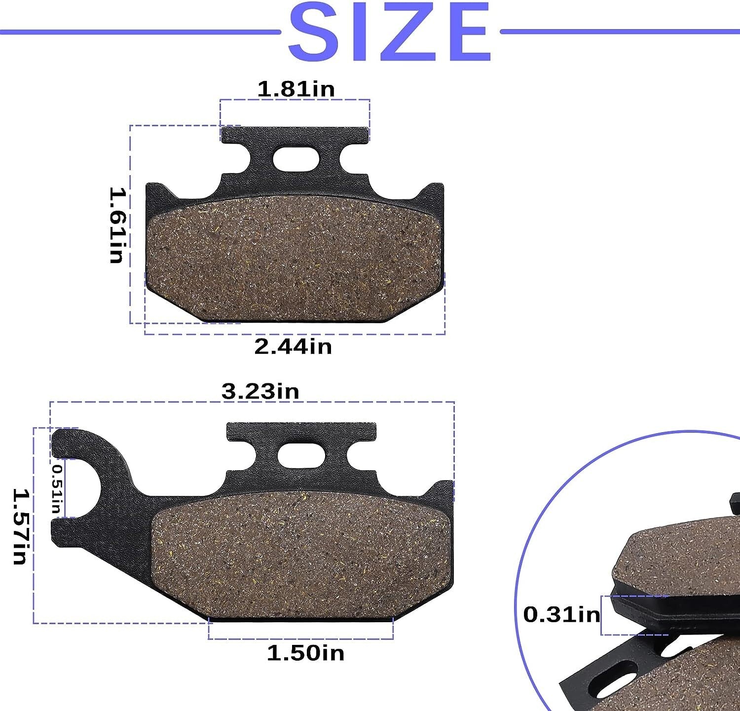 Front and Rear Brake Pads for Bombardier Outlander 330 HO 2004 2005