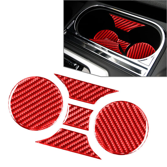 5¢ªCentral Control Cup Holder Panel Trim f¨¹r for Toyota Tundra 14-21 Carbon Fiber Red