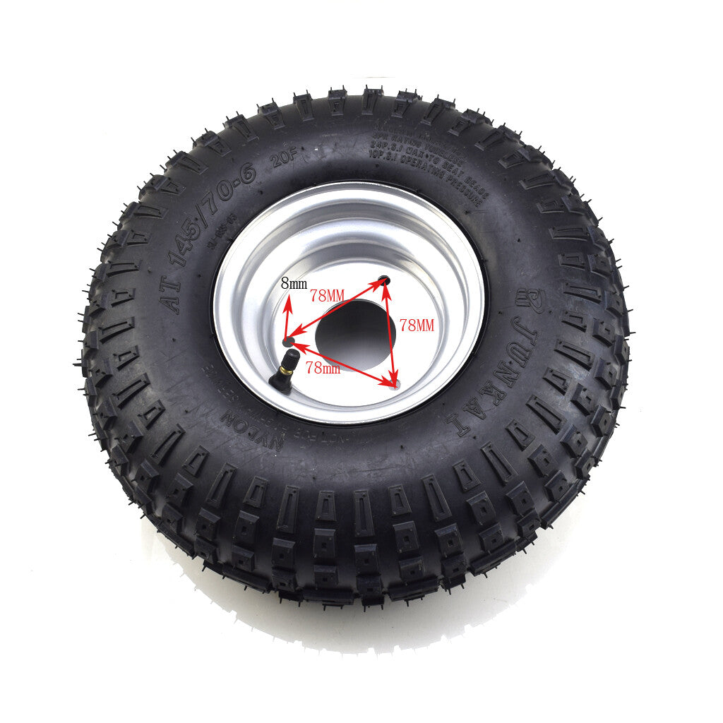 6 Wheels 145/70-6 Tire wheel hub 3 Stud Rim ATV Quad Go Kart 90cc 110cc 125cc