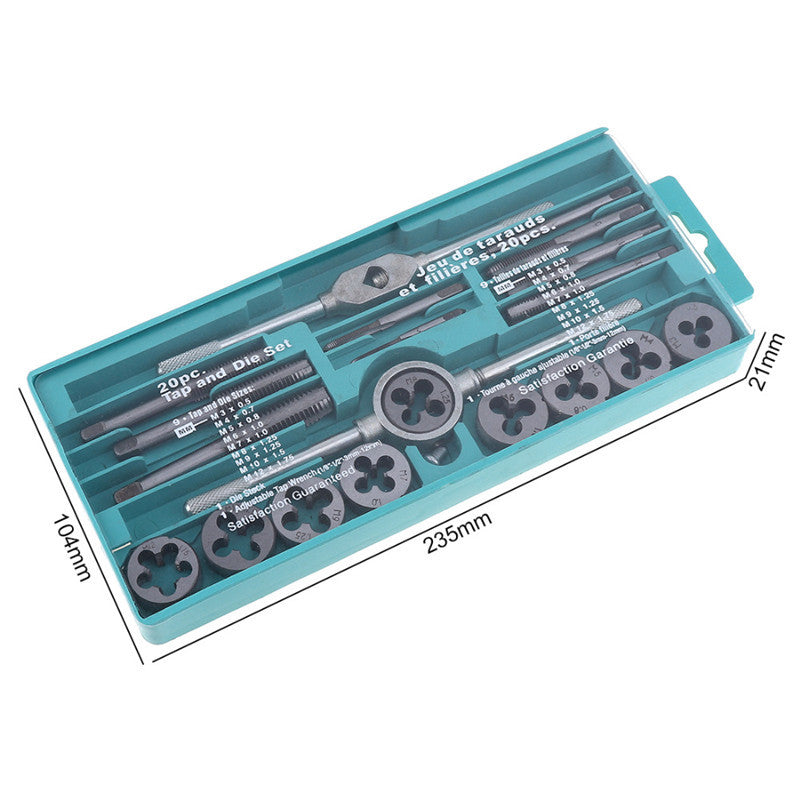 20x Car Metric Screw Thread Repair Plastic Case Tap And Die Set Hand Wrench Tool