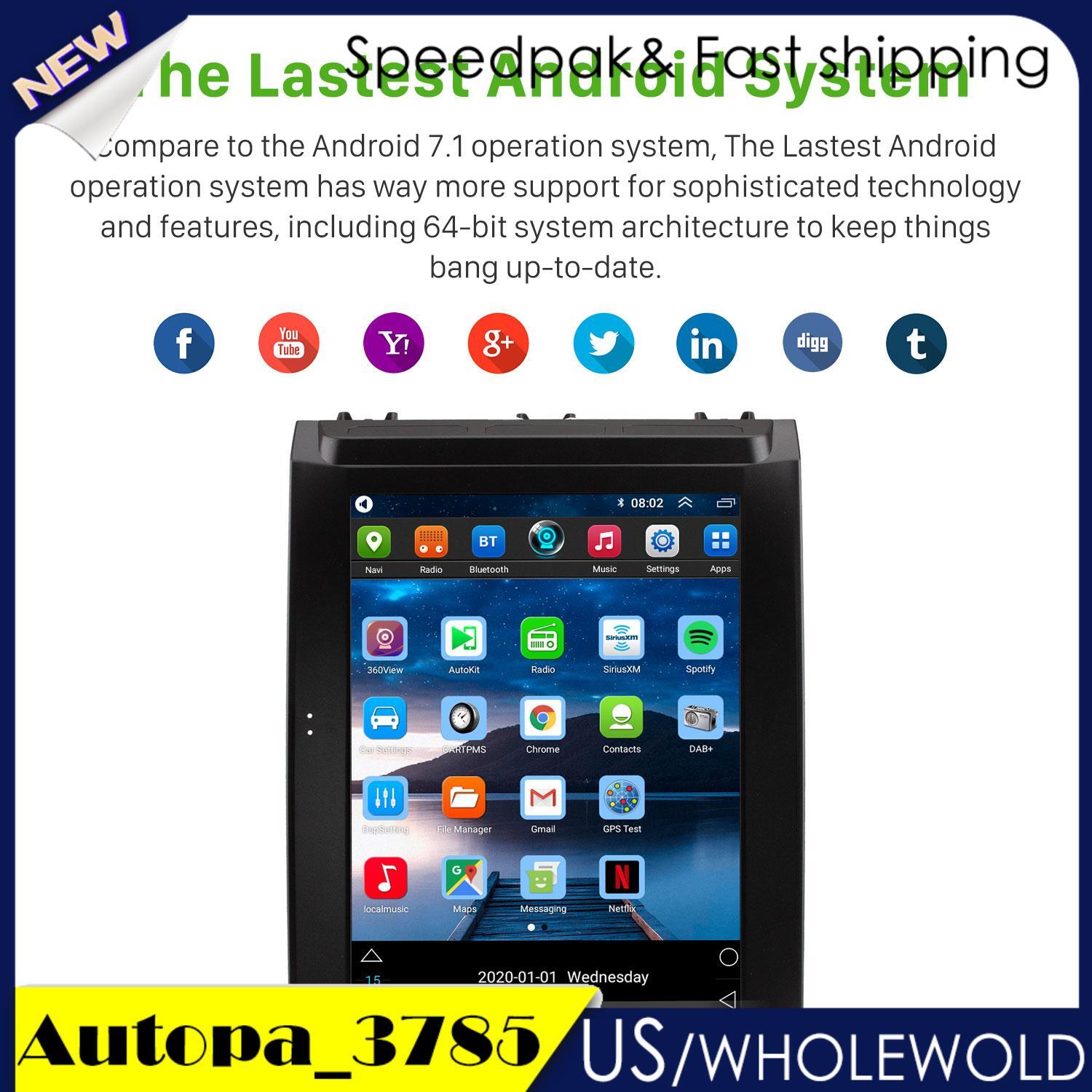 12.1 Car Stereo Radio GPS Carplay for Tesla Style Android for Ford F150 2015-2020