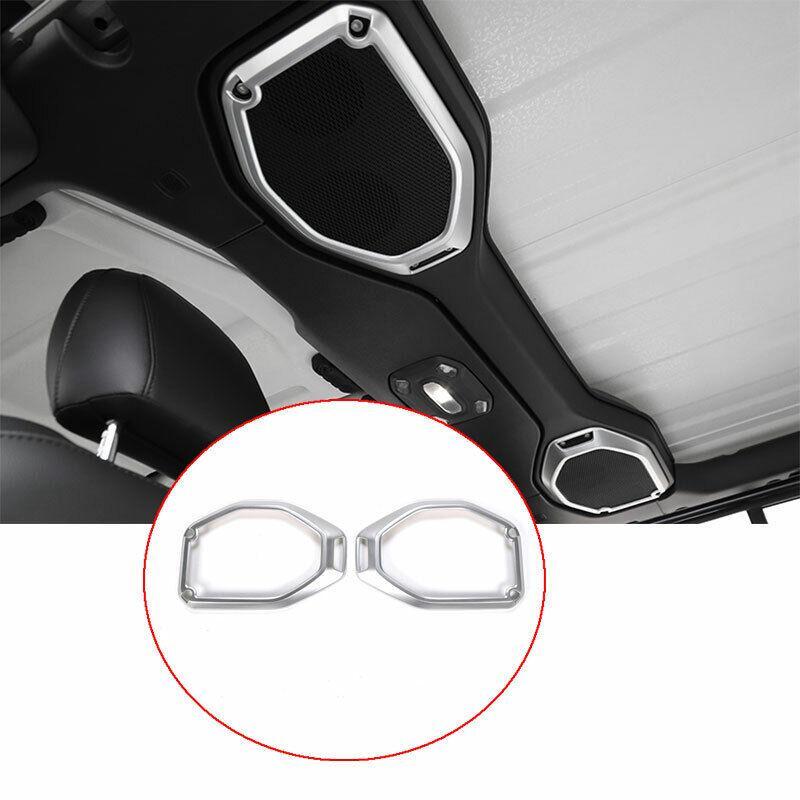 Fit for Jeep for Wrangler JL 2018-2020 ABS Silver Headliner Speaker Frame Trim 2PCS