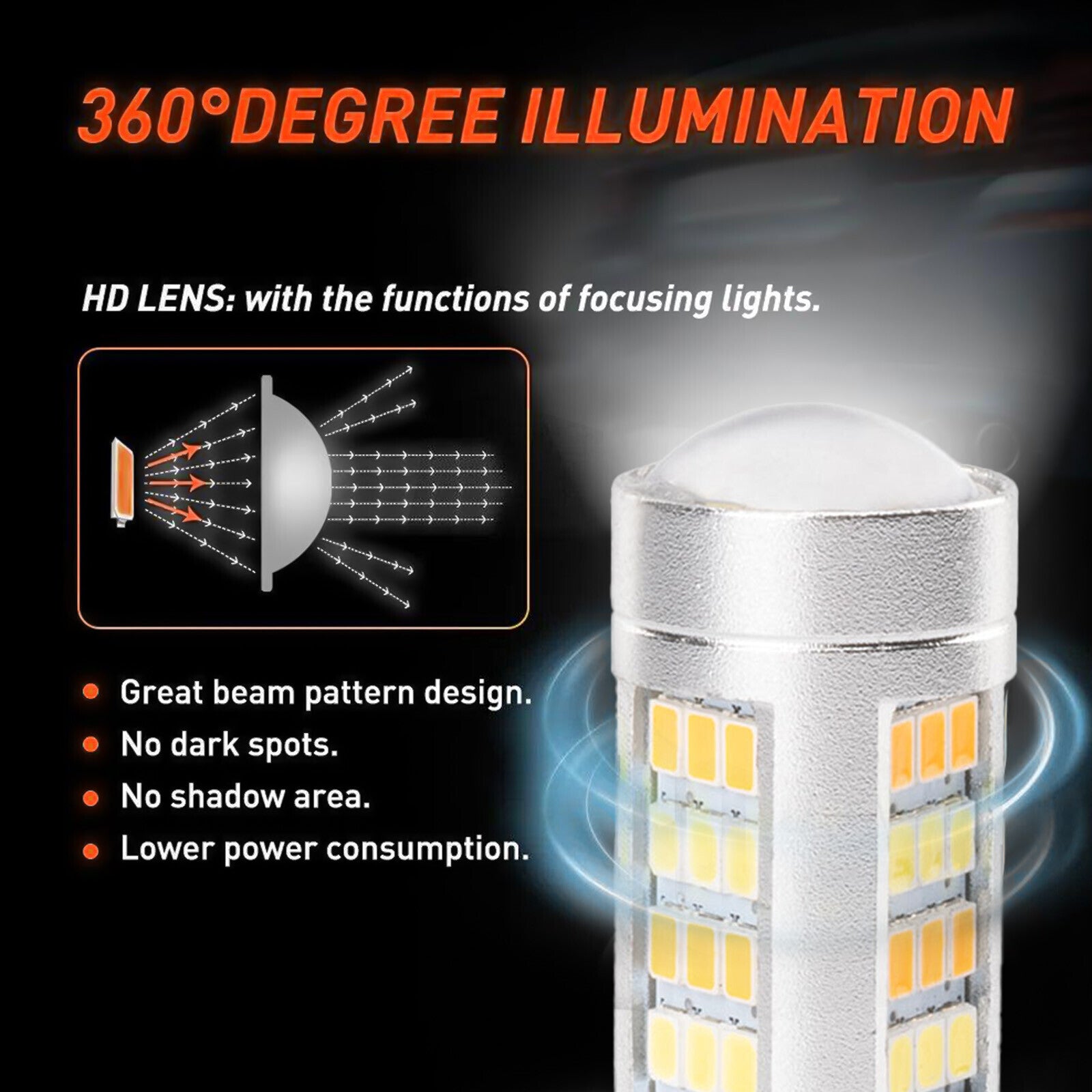 Set of 4 Error Free LED DRL Switchback Turn Signal Parking Light Bulb 3157 New