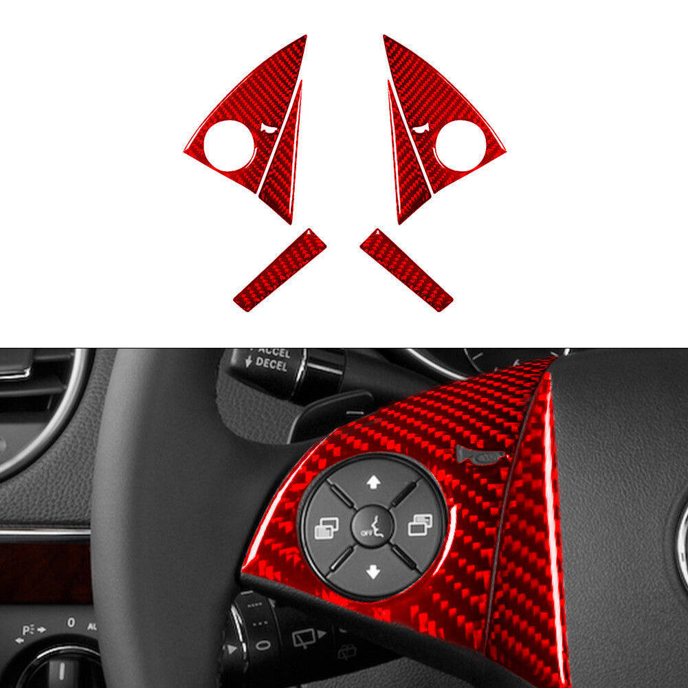 4Pcs Red Steering Wheel Frame Type-C Trim Cover for Mercedes R-Class 2009-2012
