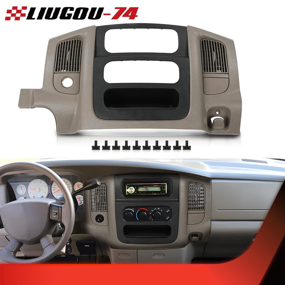 Suitable for 02-05 for Dodge for Ram Radio Dash with beige and black bezel and climate control panel.
