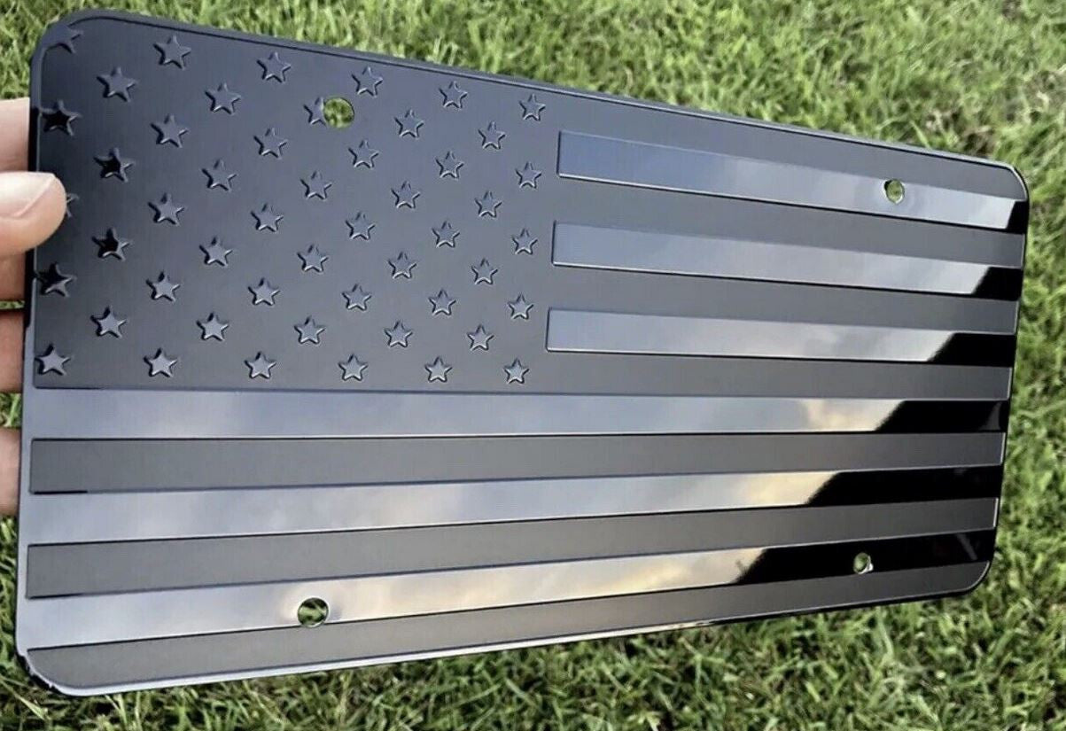 Black American flag car license plate cover, trunk boot, and rear cover for Cadillac 12x6