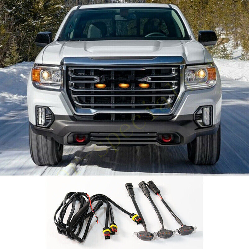 for GMC for Canyon 2021-2024 Front Grille smoke LED Light Style DRL Lamp Trim