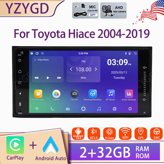 7inch Android Auto CarPlay for Toyota Hiace 2004-2019 Car Radio Stereo GPS Wifi
