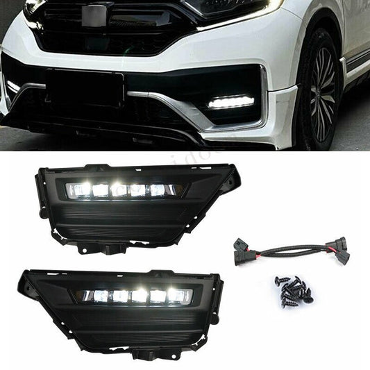 Suitable for Honda CR-V 2020 - 2021 Bumper LED Rectangular Fog Light Strip Bezel + Wiring Harness