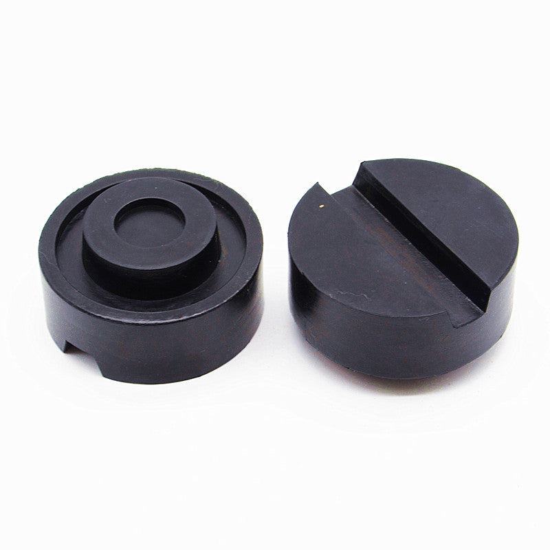 2P Car Truck 6533mm Black Rubber Slotted Frame Rail Floor Jack Disk Pad Adapter