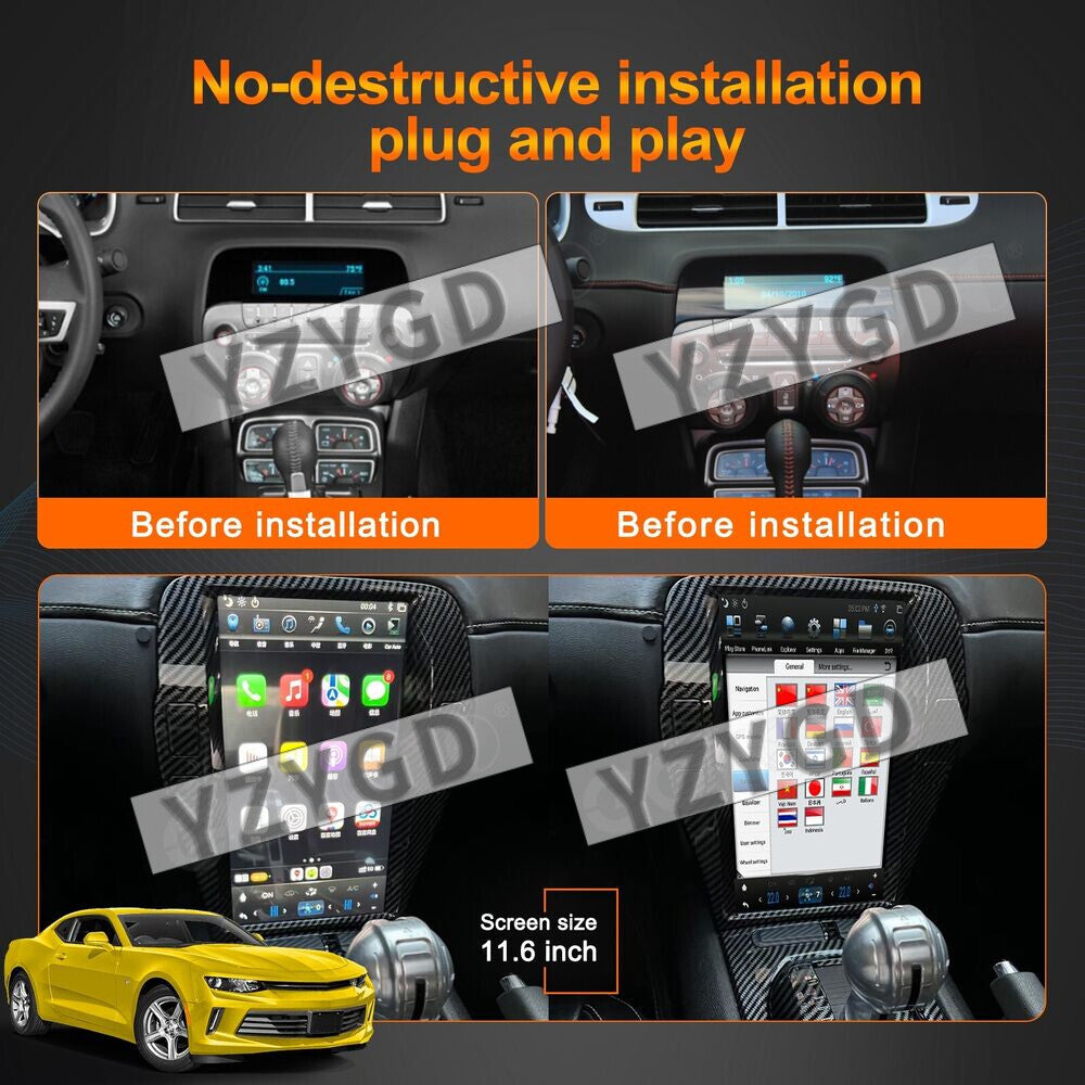 for Chevrolet Camaro 2010-2015 Car Radio CarPlay Stereo Receiver 128GB Screen