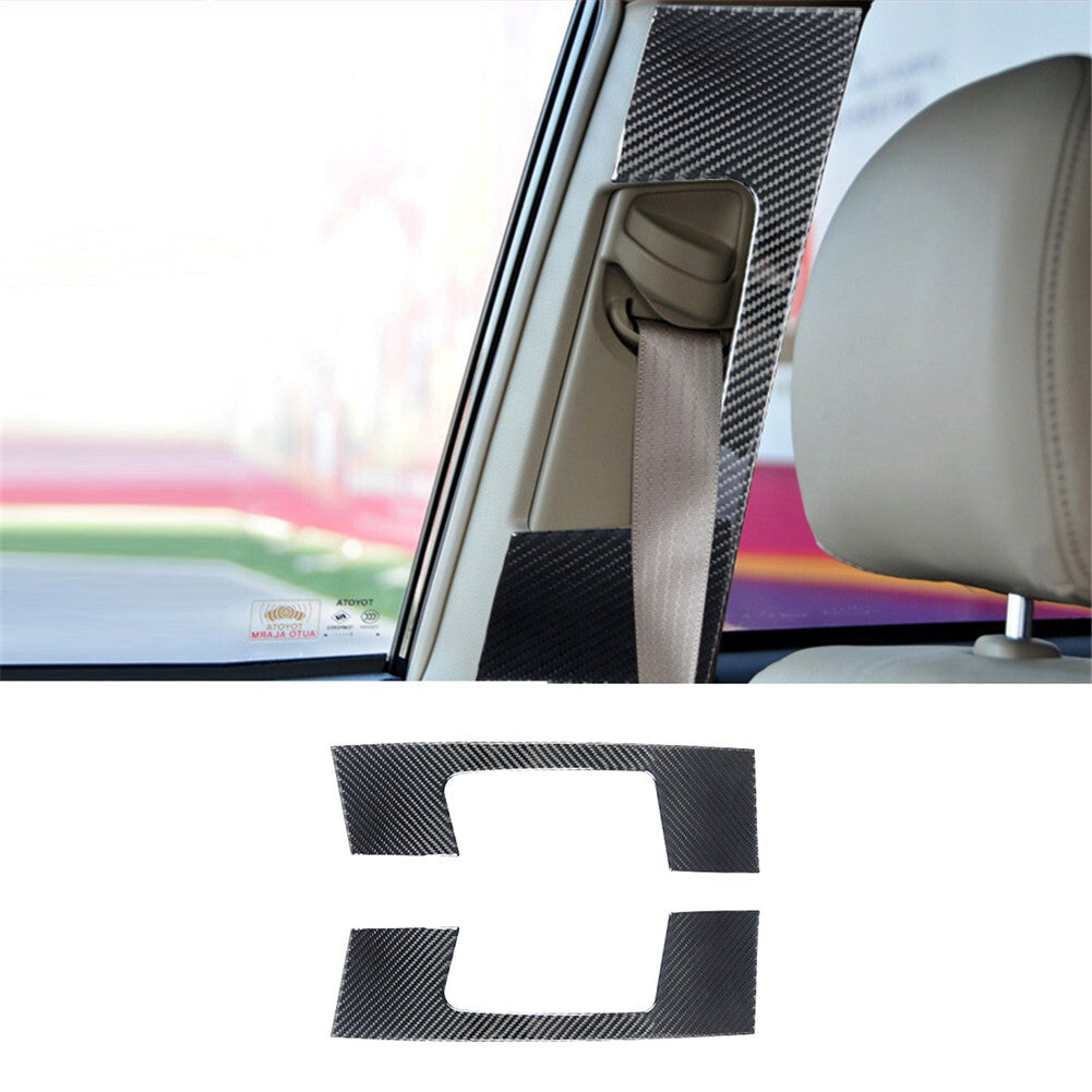 2Pcs Carbon Fiber for Seat Belt Box Panel Trim Cover for Toyota Highlander 2008-2013