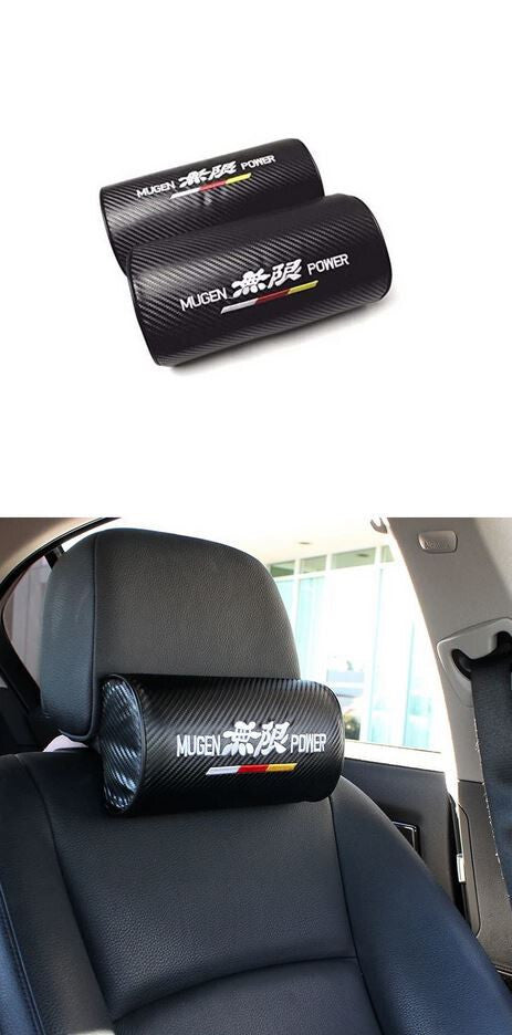 2-Piece Car for Seat Neck Pillow, Headrest Cushion, and Backrest Cushion - Mugen Carbon for Subaru