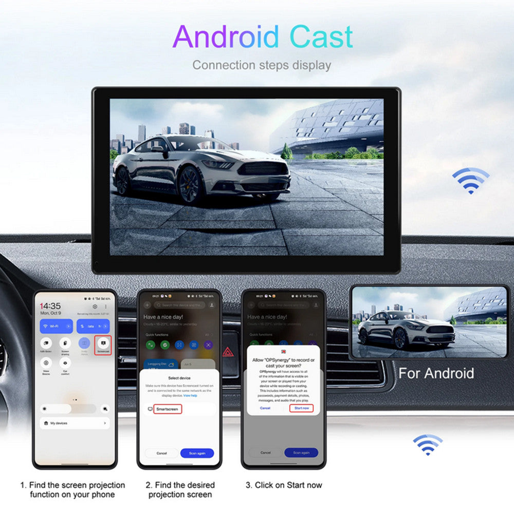 Portable Car Monitor DVR ADAS Dash Cam For Apple Carplay Android Auto W/Camera