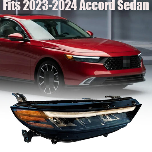 All LED headlights are compatible with the 2023-2024 Accord sedan passenger right side HO2503213