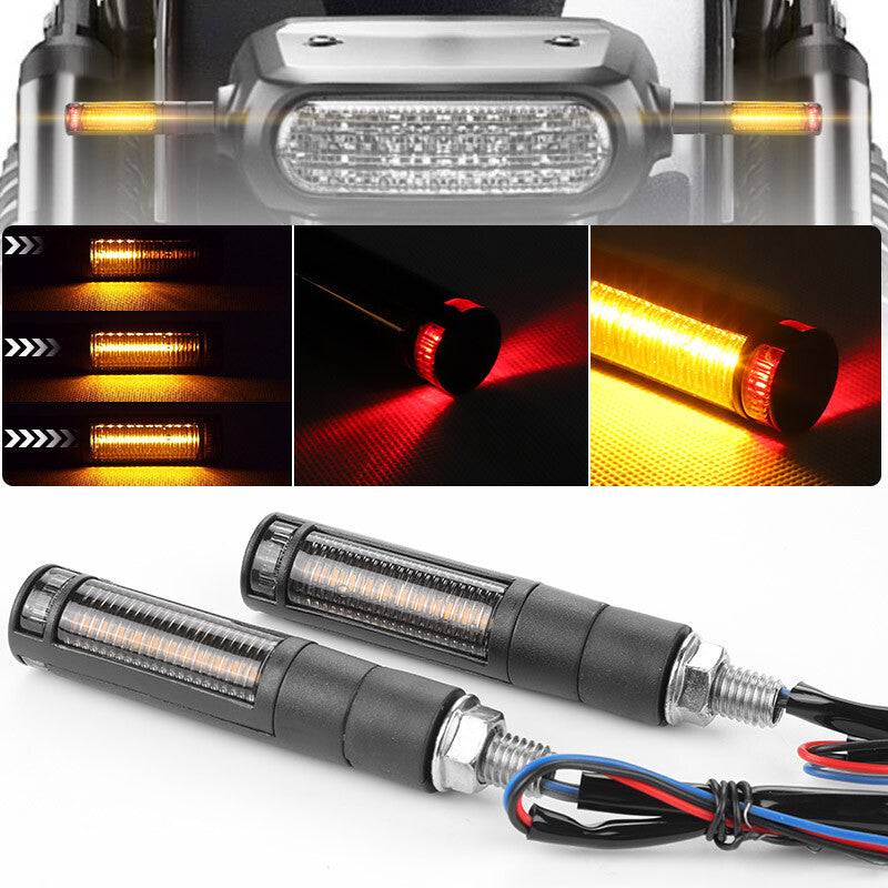 2X Motorcycle LED Flowing Turn Signal Brake Indicator Light Lamp Amber Red M10
