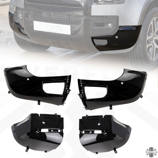 Front Rear Bumper Corner Kit 4pc Gloss Black for Land Rover New for Defender L663