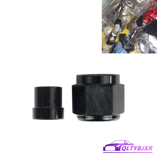 AN6 3/8 Hardline Tube Nut and Sleeve Pipe Fitting 6AN Adapter Black Aluminum