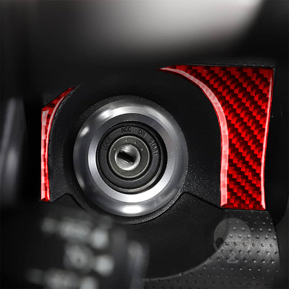Red Carbon Fiber Ignition Engine Switch Panel Trim For Toyot@ FJ Cruiser 2007-21