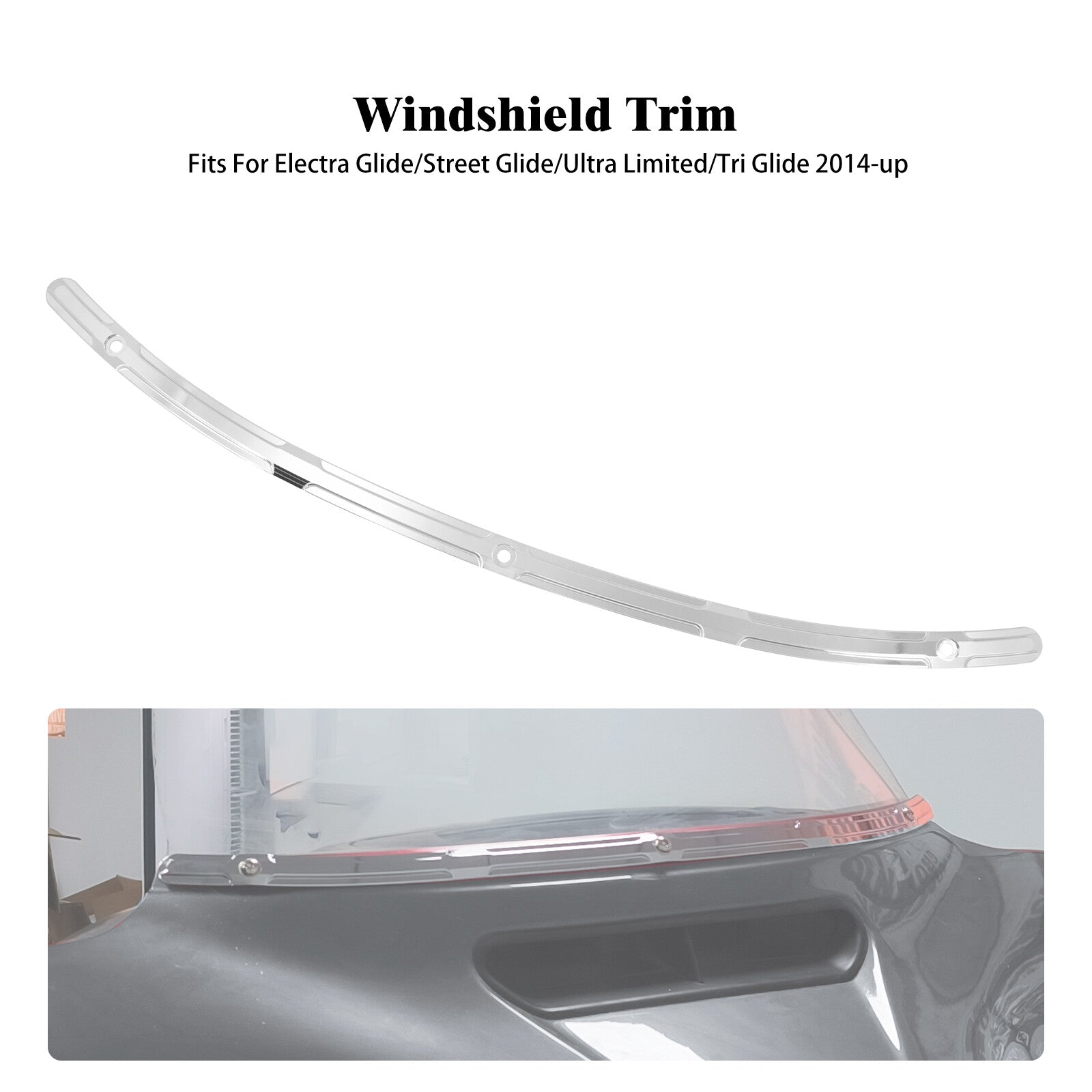 Chrome Cut Reised Windshield Trim for Harley Touring Electra Street Glide 14-23