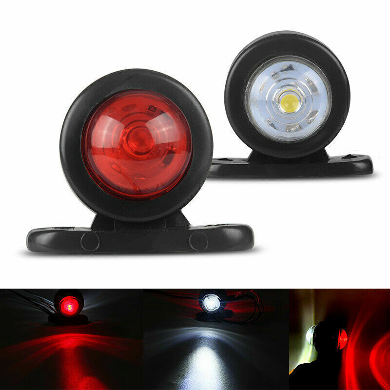 10pcs Red White 12-24V LED Side Marker Lights Car Truck Trailer Van Outline Lamp