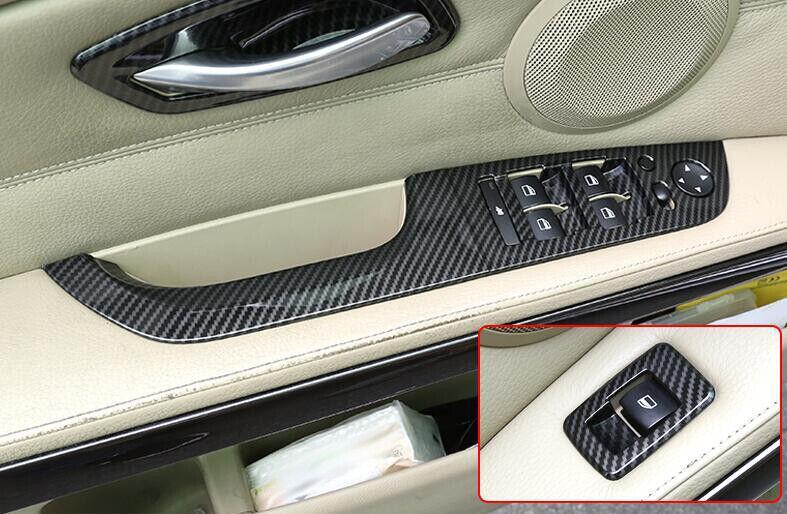 For 2005-2012 for BMW 3-Series E90 Carbon Fiber Window Lift Panel Switch Trim 4PCS