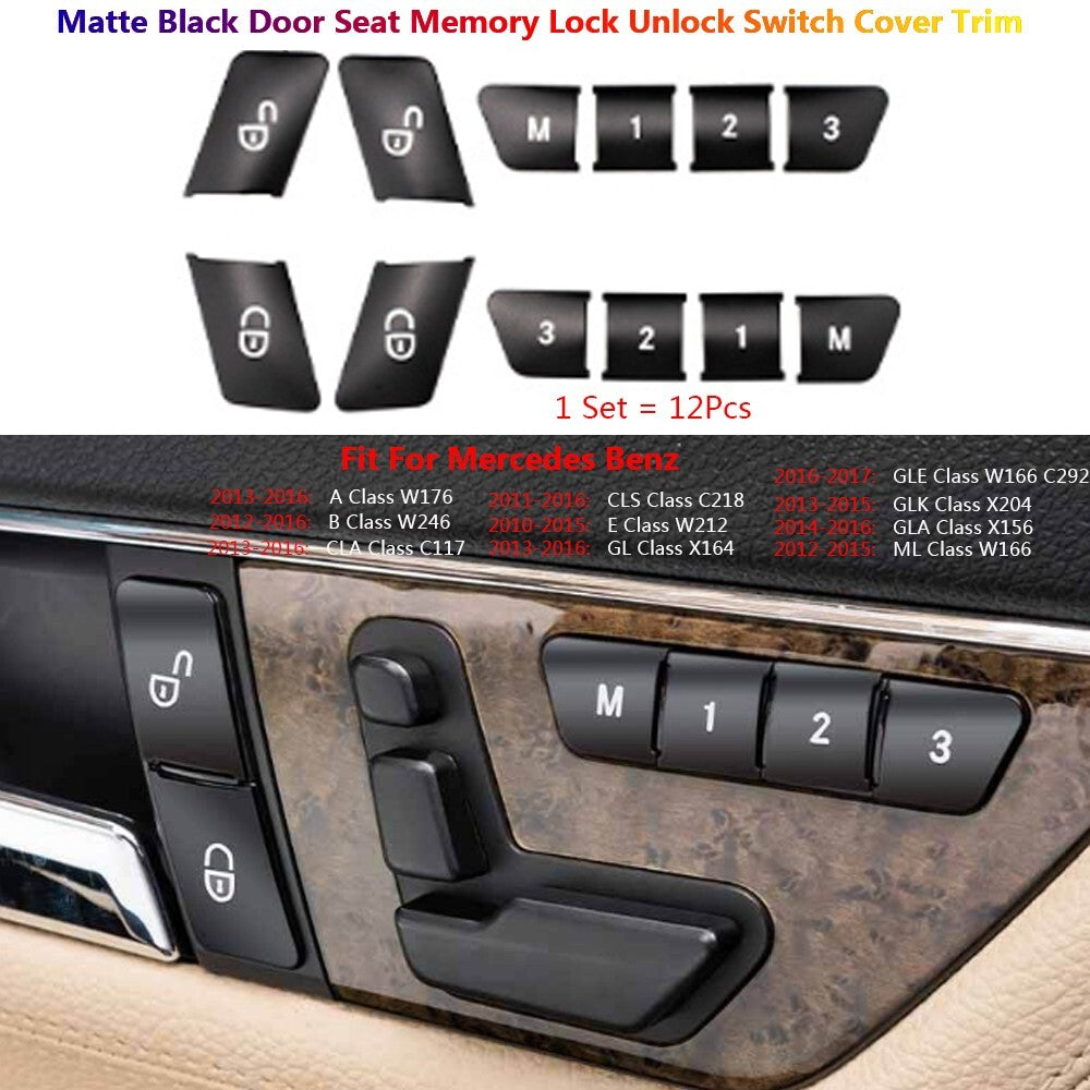Black for Mercedes-Benz A B E CLA CLS GL GLA GLK GLE W166 Door Lock Switch Cover