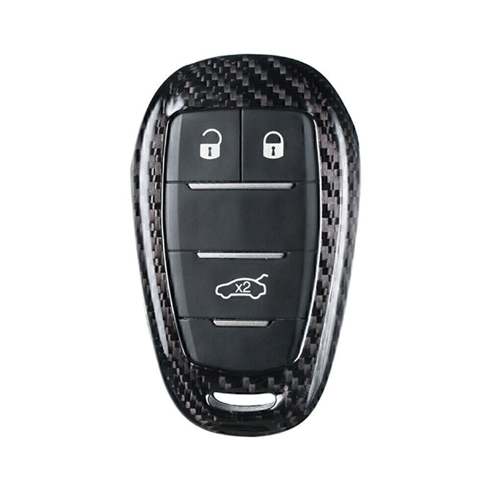 Carbon Remote Key Fob Shell Cover Case for Alfa Romeo for Stelvio SilverBlack