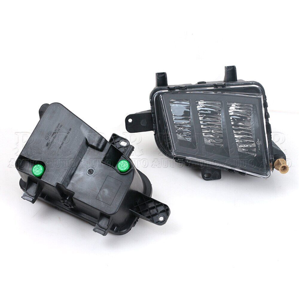 A pair of white front LED DRL fog lights for Volkswagen for Golf 7, A7, MK7, GTI, and GTD models (2013-2017).