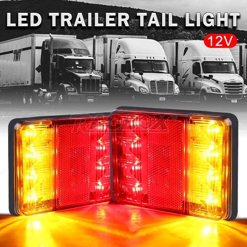 8LED Square Car Trailer Truck Tail Light Brake Stop Turn Signal Lamp Indicator