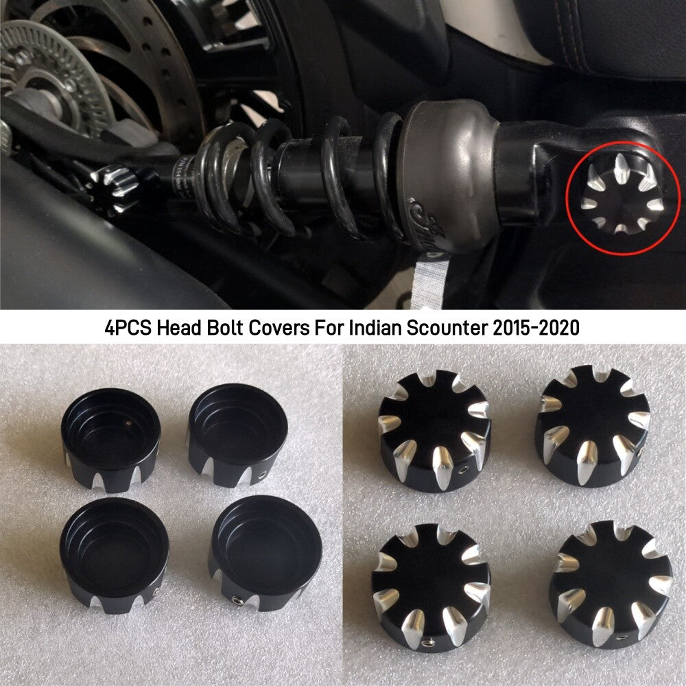 Aluminum 4PCS Motorcycle Head Bolt Covers For Indian Scounter Bobber 2015-2020