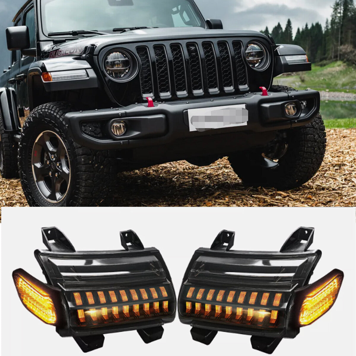 for Jeep for Wrangler JL Gladiator Rubicon 2018-24 LED Fender Turn Signal Lights DRL
