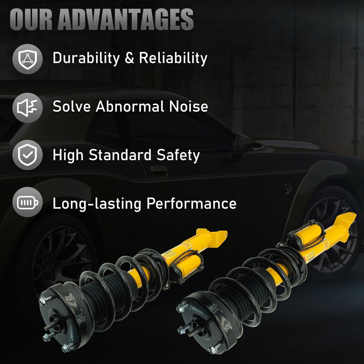 Pair for Jaguar XF RWD 2009-2015 Front Shock Asorbers Struts Assys w/o Electric.