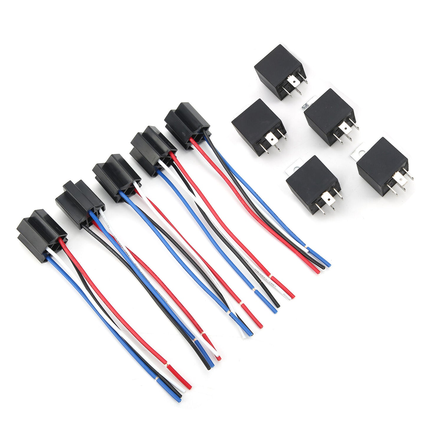 NEW 5PCS 12V 40A 5-pin SPDT Automotive Relay with Wires Harness Socket set