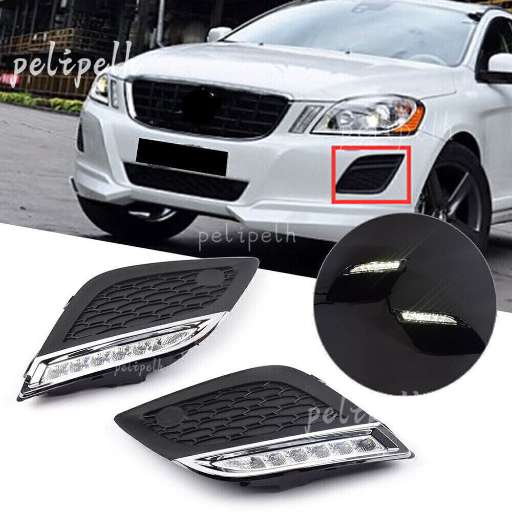 for Volvo XC60 2011-2013 Pair LED Daytime Running Lights Fog Lamp DRL Replace 2x