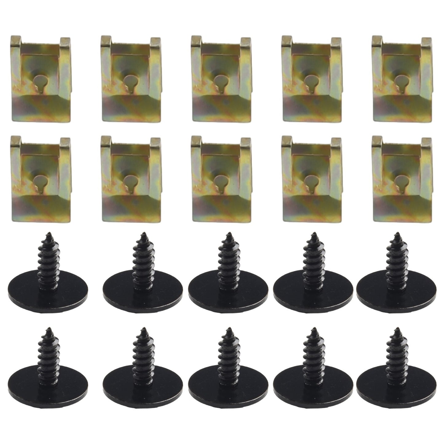 20-piece set of hexagonal head tapping socket bolts, U-nuts, speed fasteners, and screw clips