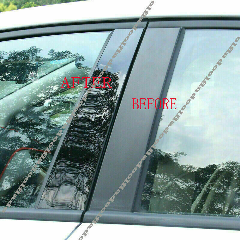 6pc Black Pillar Trim for Toyota Highlander 2014-19 Door Cover Piano Mirror Post