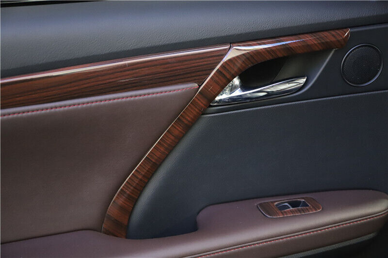 Car Inner Door Panel Cover Trim Decoration 4 Fit for Lexus RX 2016-20 Red Wood