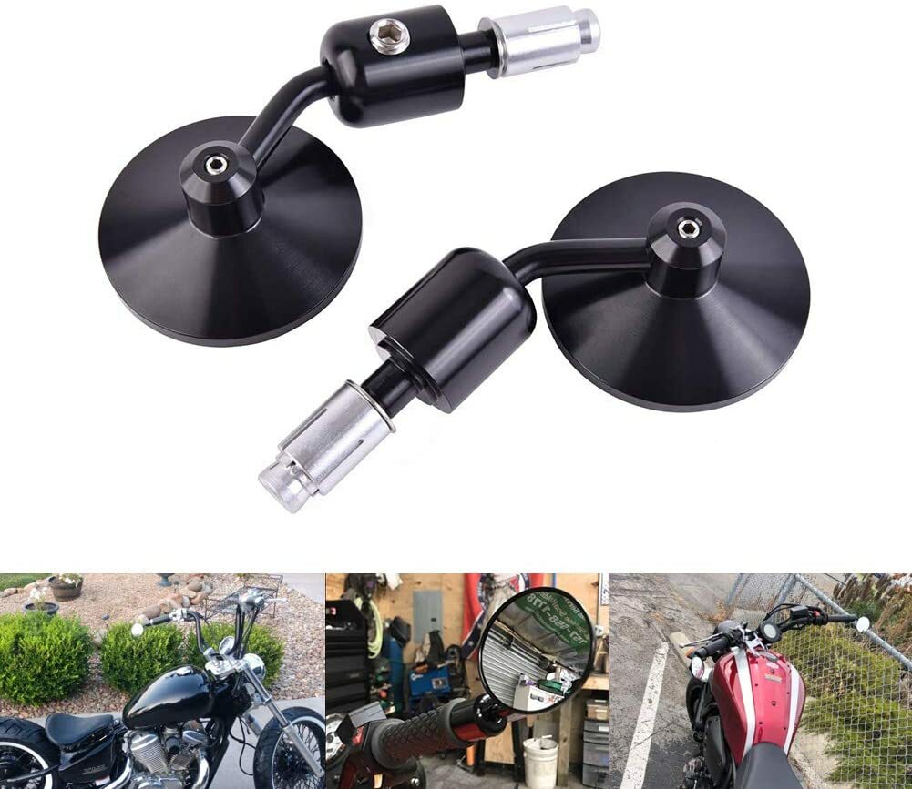 Bar End Mirrors Rearview Side Standard 7/8 Hollow Mirror Fit for Kawasaki Cruiser